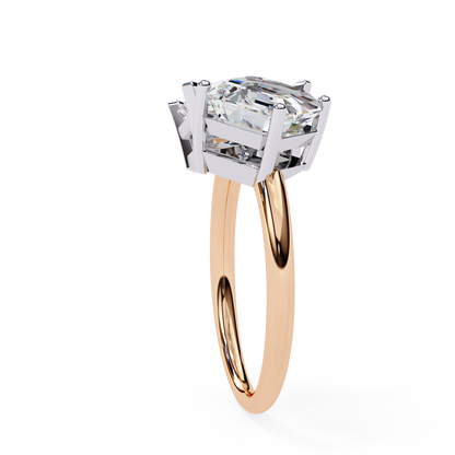 4.17 CT Radiant And Ascher Cut Lab Grown Diamond Unique Two Stone Sparkling Ring for her
