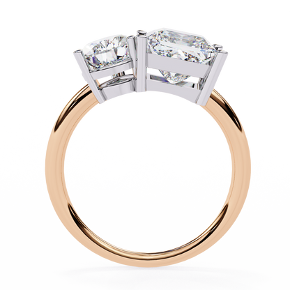 4.30 CT Pear And Princess Cut Cluster Two Diamond Antique Cut Promise Diamond Ring