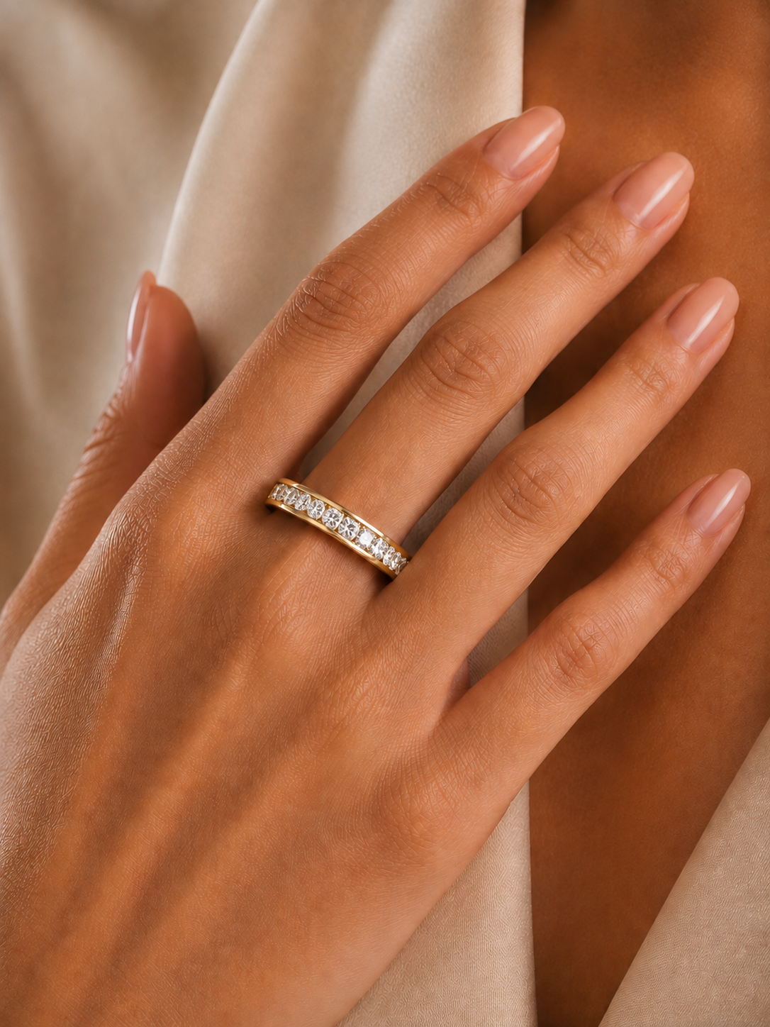 Channel Set Round Diamond Wedding Band Ring Timeless Sparkle For Women's In 14K Solid Gold - HIGHCARAT DIAMONDS