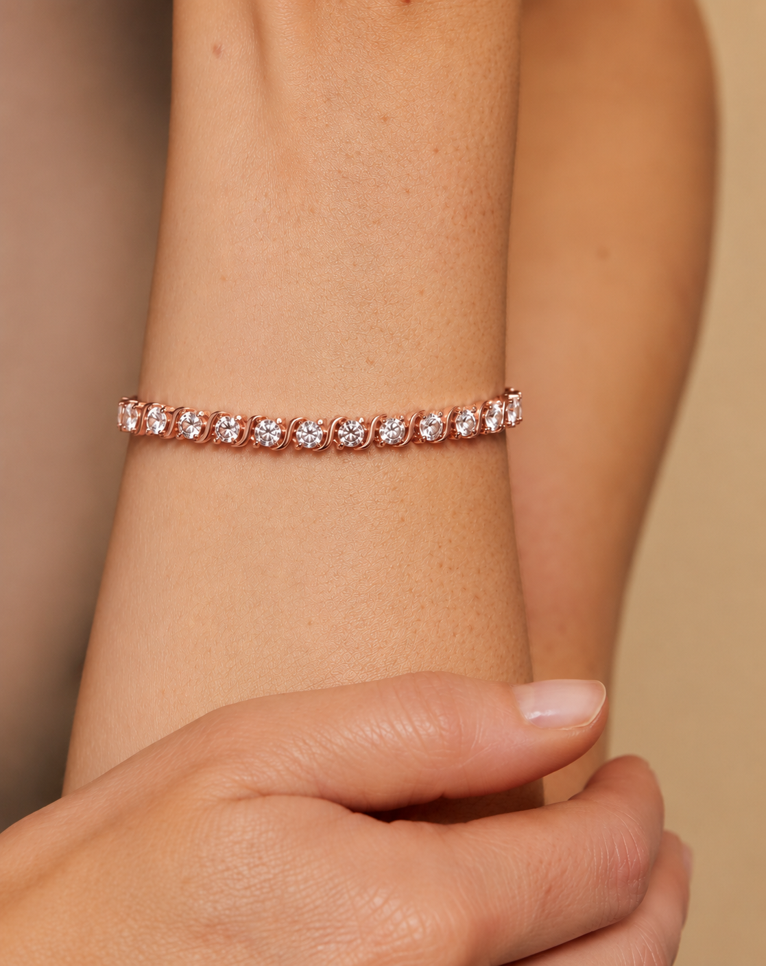 Diamond Swirl Link Lab Grown Diamond Tennis Bracelet
