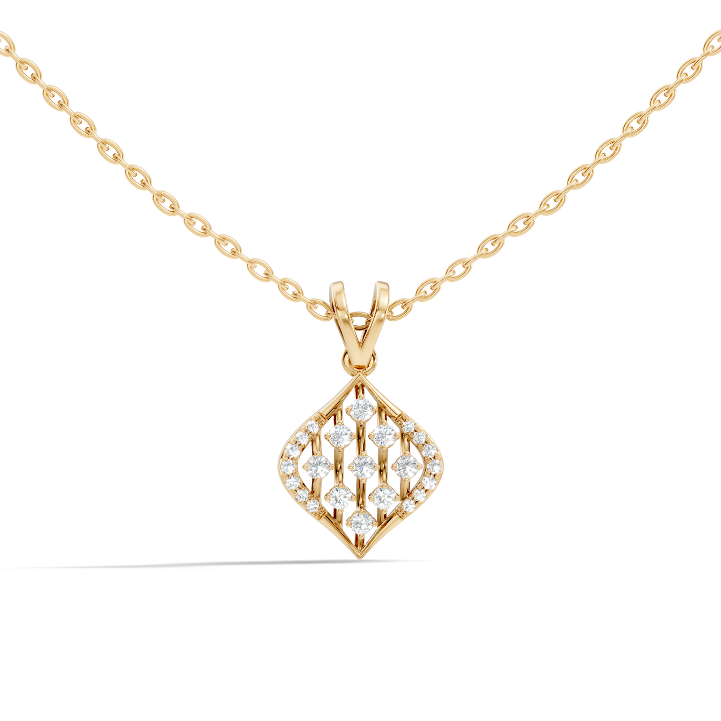 Classic Round Shape Diamond Pendant with 14K Solid Gold Luxury Everyday Wear