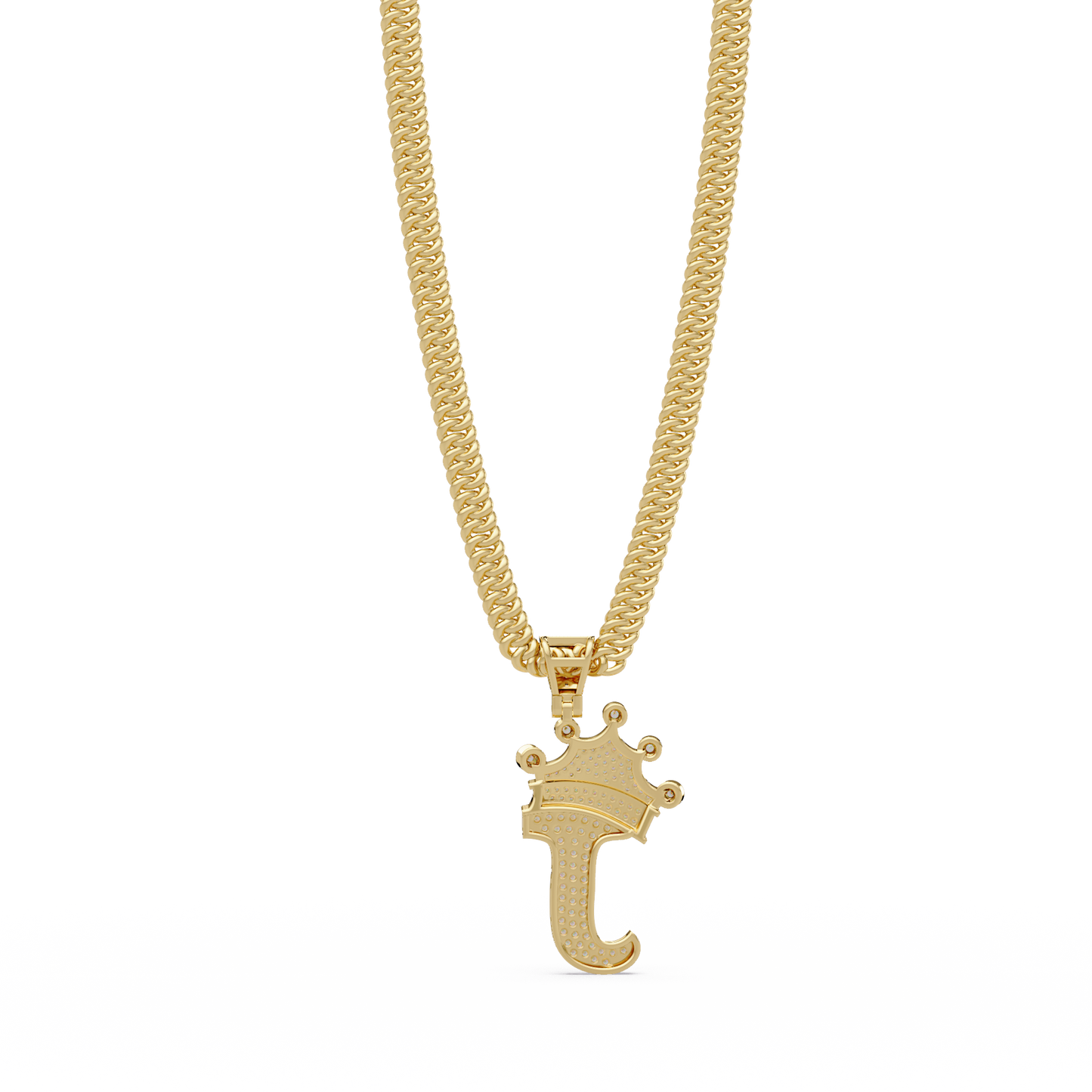 Crowned Letter J Lab Grown Diamond Initial Pendant - HIGHCARAT DIAMONDS