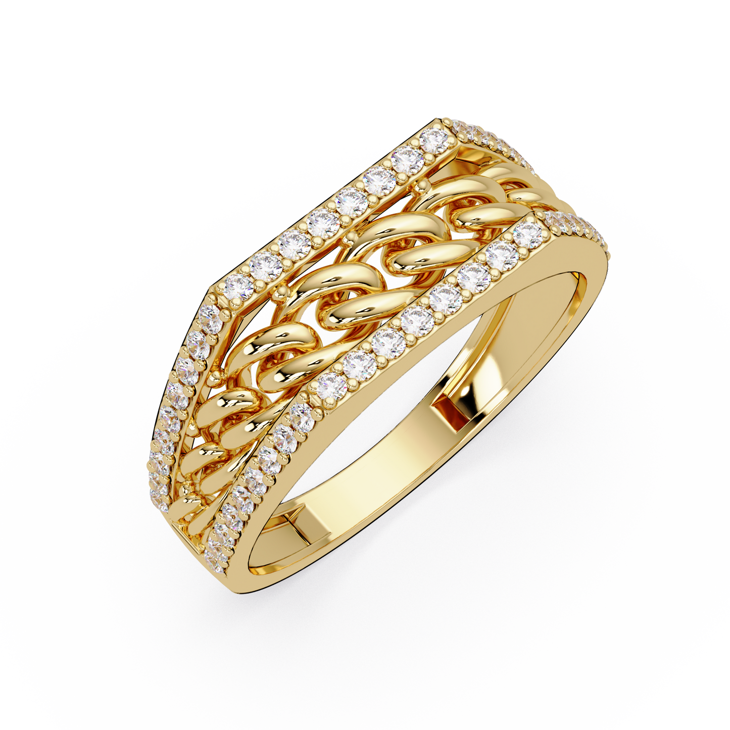 Cuban Link Lab Grown Diamond Band Ring - HIGHCARAT DIAMONDS