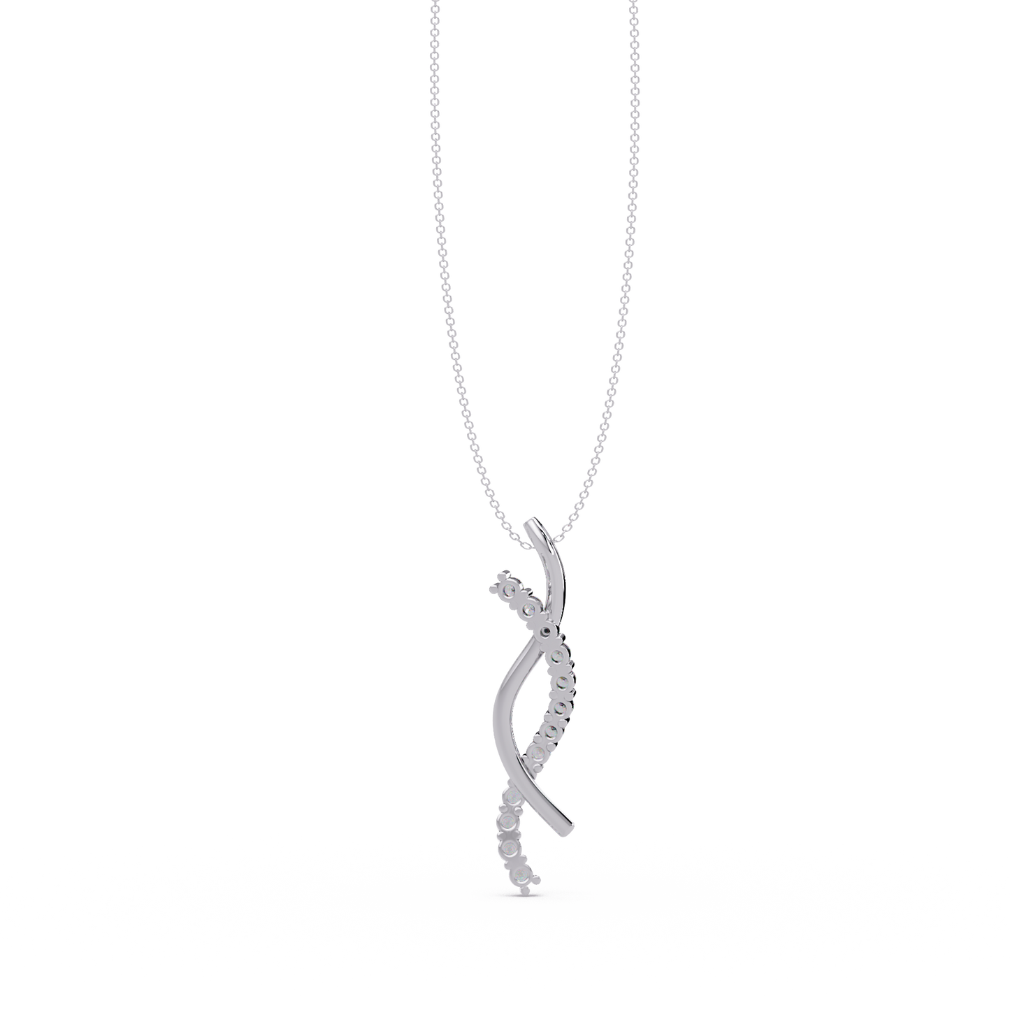 Curved Wave Lab Grown Diamond Pendant Necklace - HIGHCARAT DIAMONDS