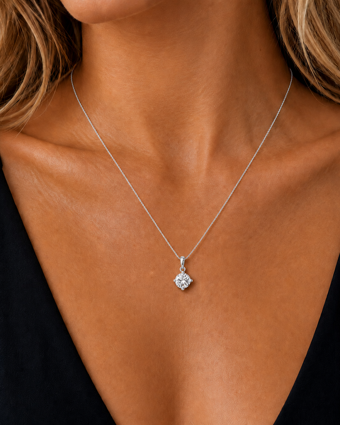 Cushion Cut Solitaire Prong Rose Gold Lab Grown Diamond pendant - HIGHCARAT DIAMONDS