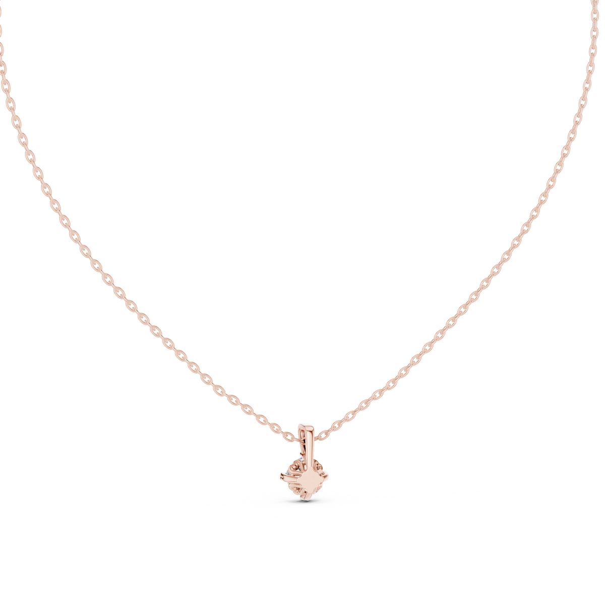 Cushion Cut White Gold Four Prong Solitaire Lab Grown Diamond Pendant Alternate Angle