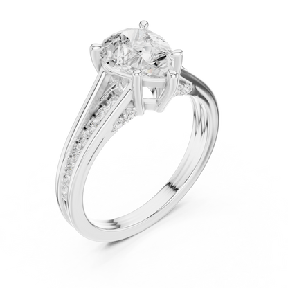 Pear Cut 2.29Ct Colorless Lab Grown Diamond Ring, Round Side Stone Accented Perfect Party Wear Ring Gift For Women's