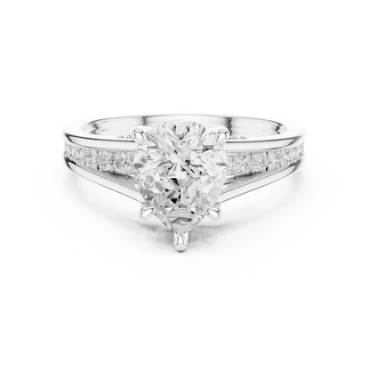 Pear Cut 2.29Ct Colorless Lab Grown Diamond Ring, Round Side Stone Accented Perfect Party Wear Ring Gift For Women's