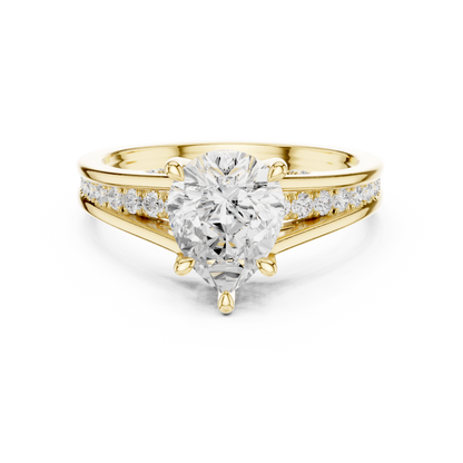 Pear Cut 2.29Ct Colorless Lab Grown Diamond Ring, Round Side Stone Accented Perfect Party Wear Ring Gift For Women's