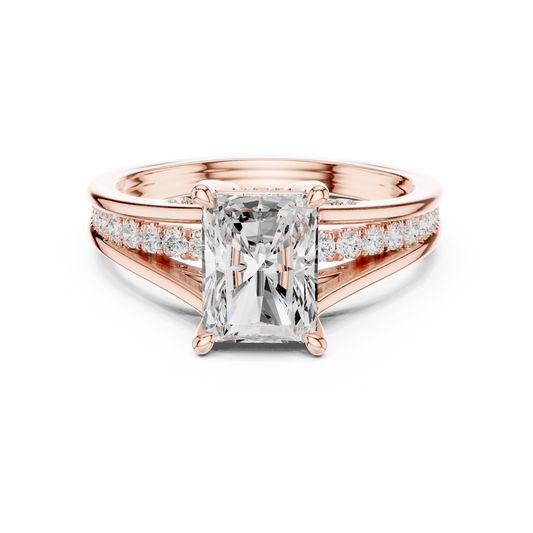 2.80Ct Radiant and Round Cut Lab Grown Diamond Ring, Unique Delicate Vintage Sparkling Ring Gift For Her