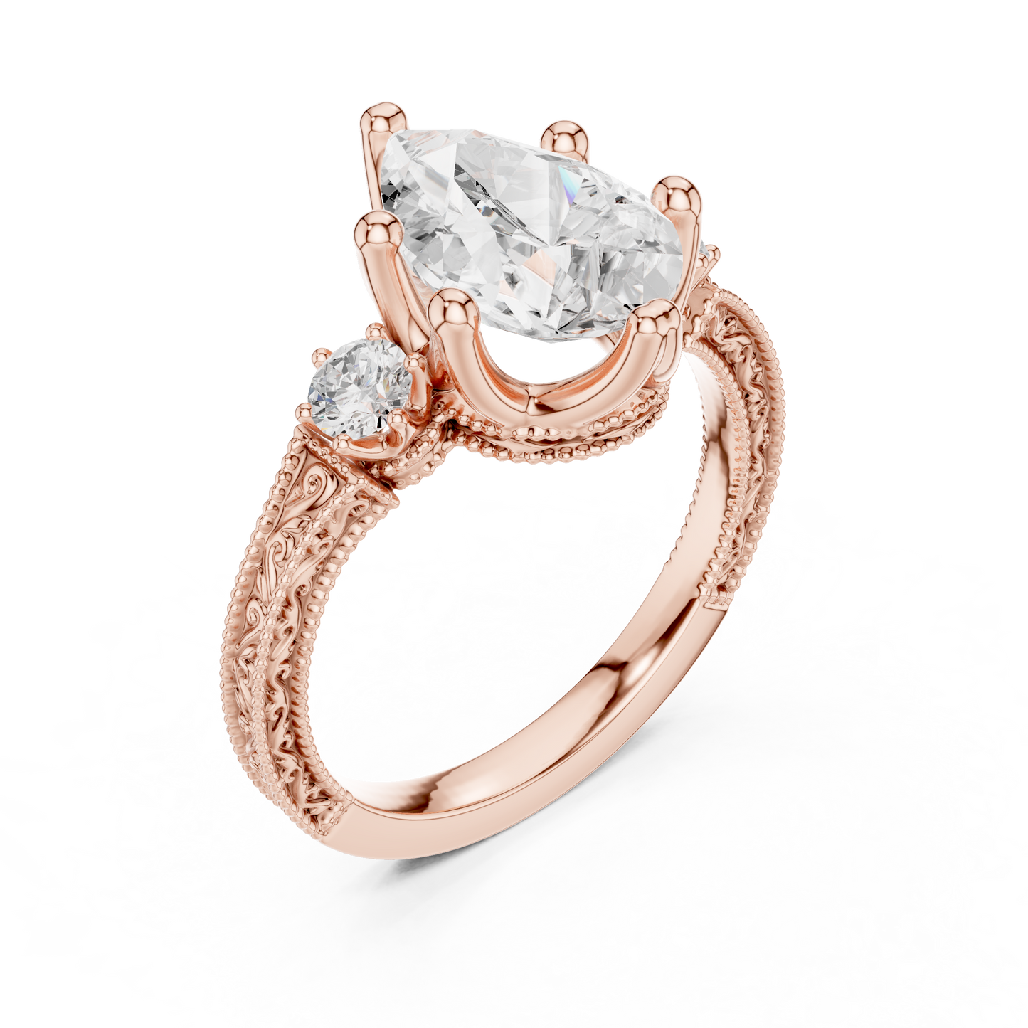 2.80 Pear Cut Lab Grown Diamond Accent Ring in 14-18K Gold Perfect for Gifting or Proposal