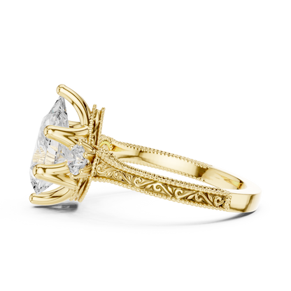 2.80 Pear Cut Lab Grown Diamond Accent Ring in 14-18K Gold Perfect for Gifting or Proposal