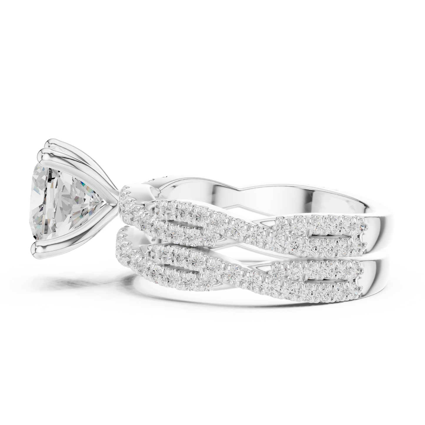 3.73 CT Cushion Labgrown Diamond Ring 10k Solid White Gold Engagement & Wedding Bridal Set Halo Accented Ring For Her