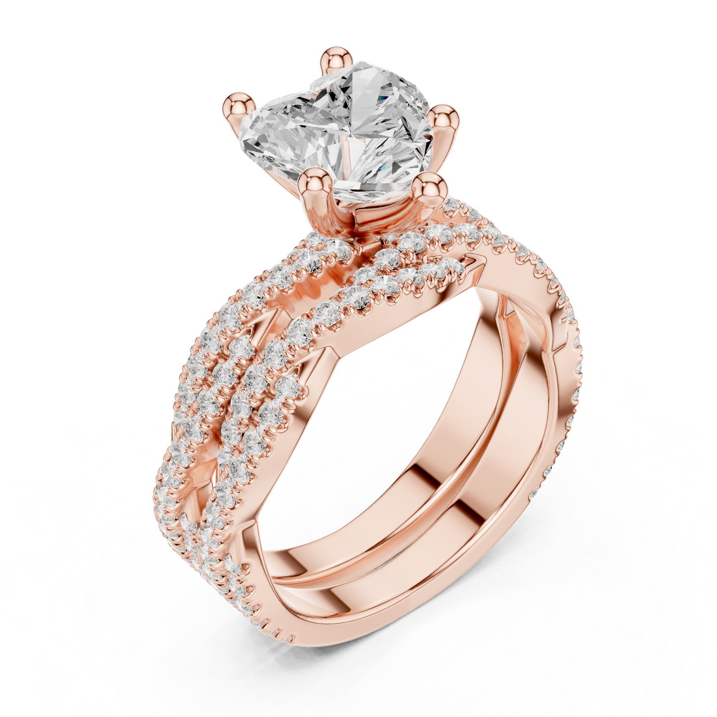 14 KT Solid White Gold Engagement Ring With Heart Cut Labgrown Diamond Perfect Gift For Valentine day