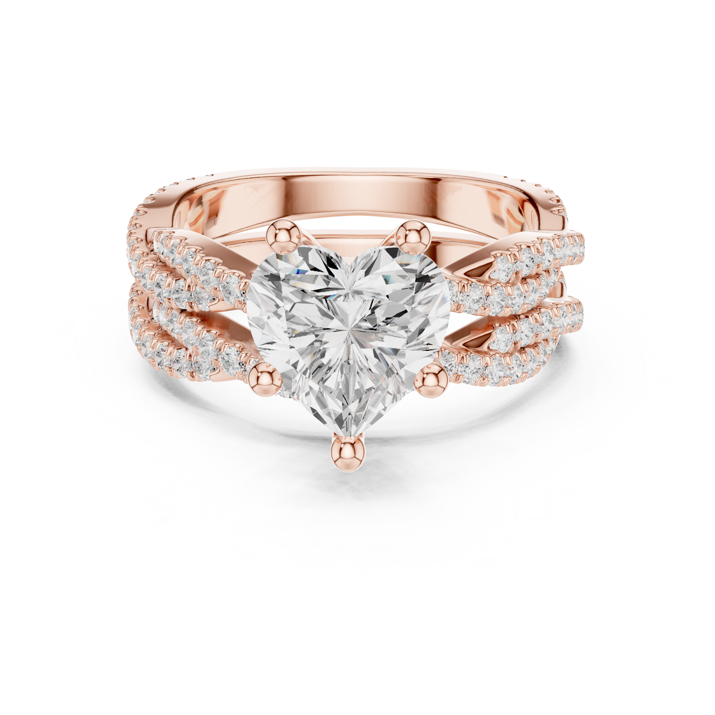 14 KT Solid White Gold Engagement Ring With Heart Cut Labgrown Diamond Perfect Gift For Valentine day