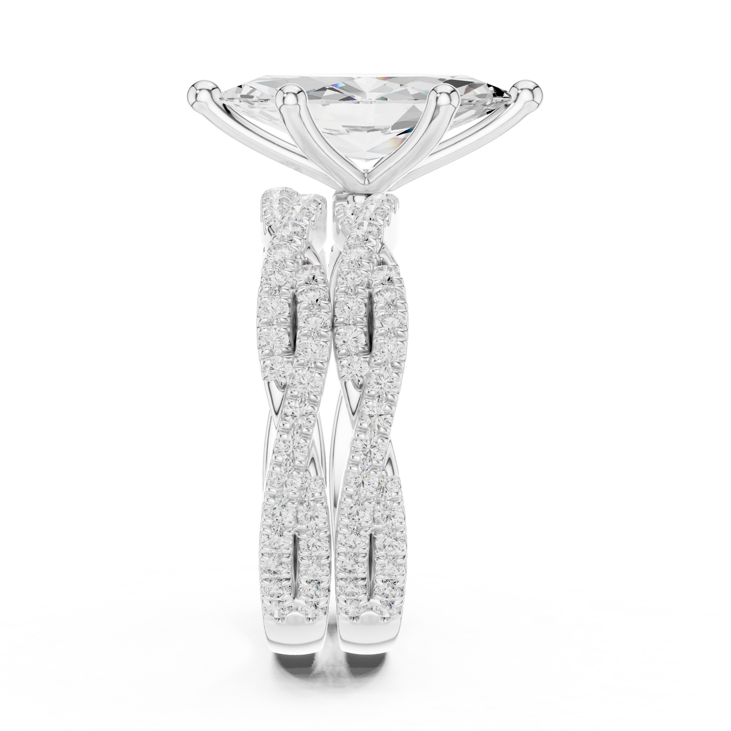 3.23 CT Colorless Marquise Shape Lab Grown Diamond Ring, Round 14K Solid Gold Perfect, Stunning proposal Ring