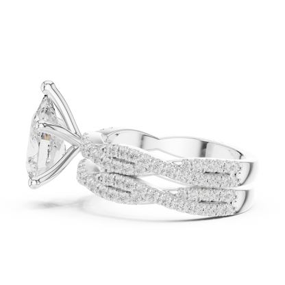 3.23 Carat Pear Cut Lab Grown And 18K Solid Yellow Gold Diamond Accented halo Ring For Women's