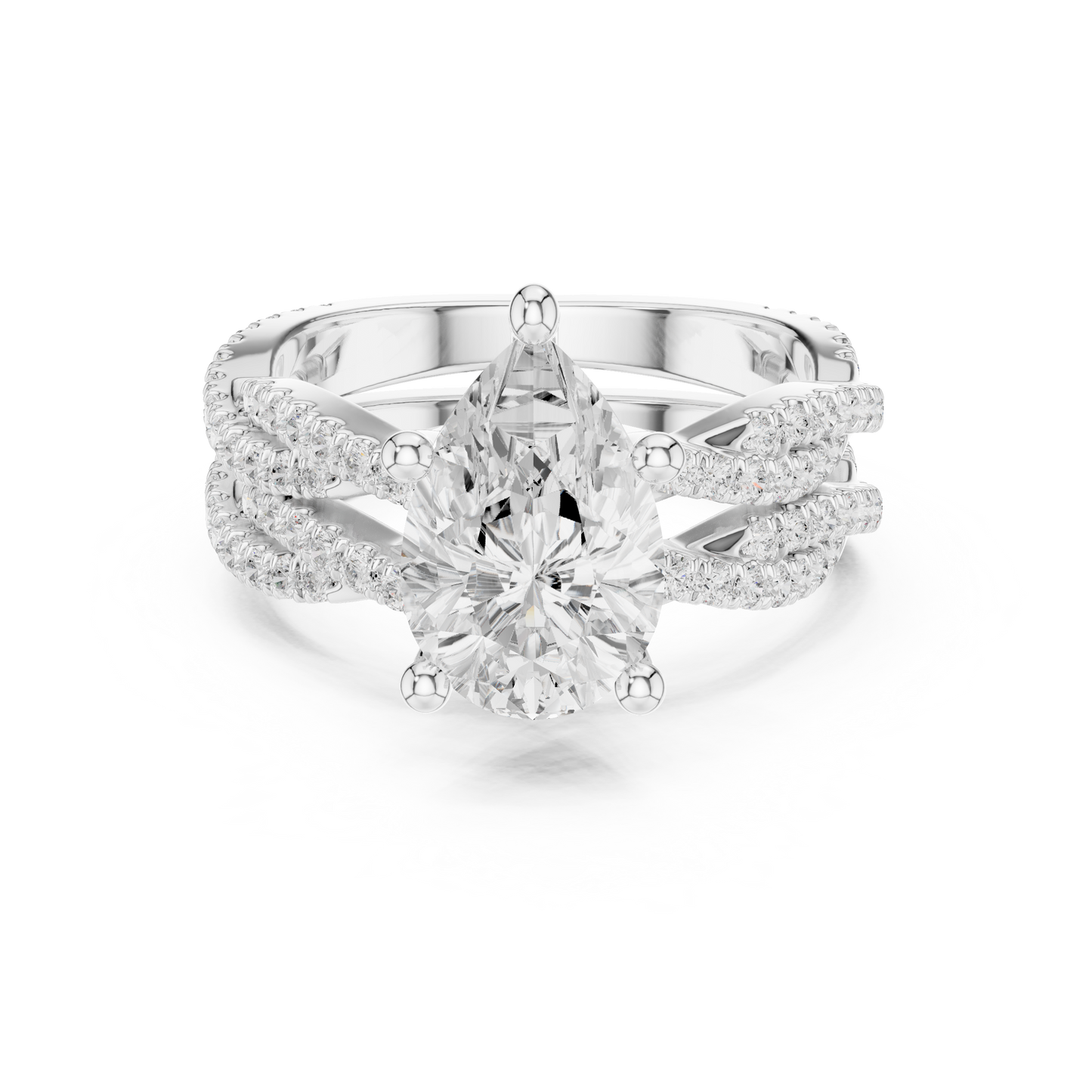 3.23 Carat Pear Cut Lab Grown And 18K Solid Yellow Gold Diamond Accented halo Ring For Women's