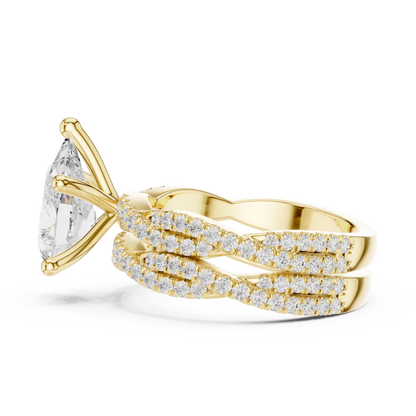 3.23 Carat Pear Cut Lab Grown And 18K Solid Yellow Gold Diamond Accented halo Ring For Women's