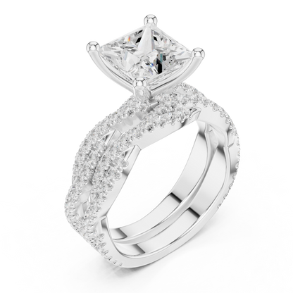 3.23 Carat Princess Cut Lab Grown And 18K Solid Yellow Gold Diamond Accented halo Wedding Ring