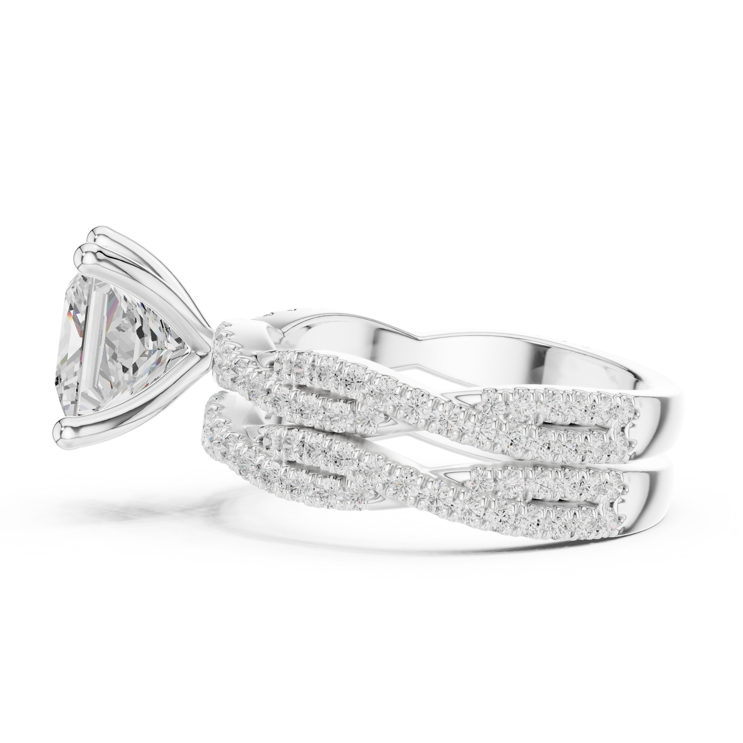 3.23 Carat Princess Cut Lab Grown And 18K Solid Yellow Gold Diamond Accented halo Wedding Ring