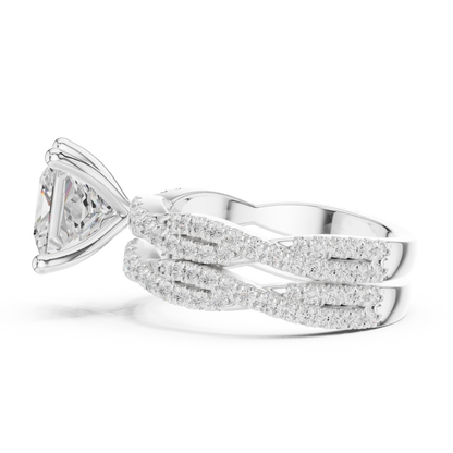 3.23 Carat Princess Cut Lab Grown And 18K Solid Yellow Gold Diamond Accented halo Wedding Ring