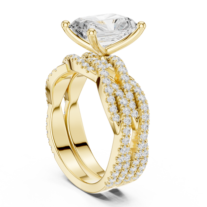 2.30Ct Asscher and Round Cut Lab Grown Diamond Vintage Pave Set Perfect Engagement Ring For Women's