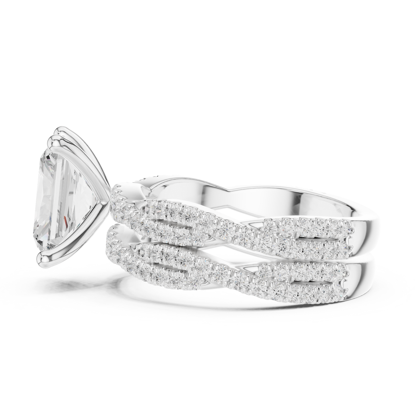 2.30Ct Asscher and Round Cut Lab Grown Diamond Vintage Pave Set Perfect Engagement Ring For Women's