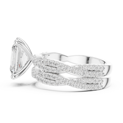 2.30Ct Asscher and Round Cut Lab Grown Diamond Vintage Pave Set Perfect Engagement Ring For Women's