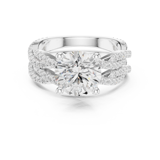 3.23 Carat Round Cut Diamond Ring Minimalist Round Accented Side Stones Ring For you In Every Occasion