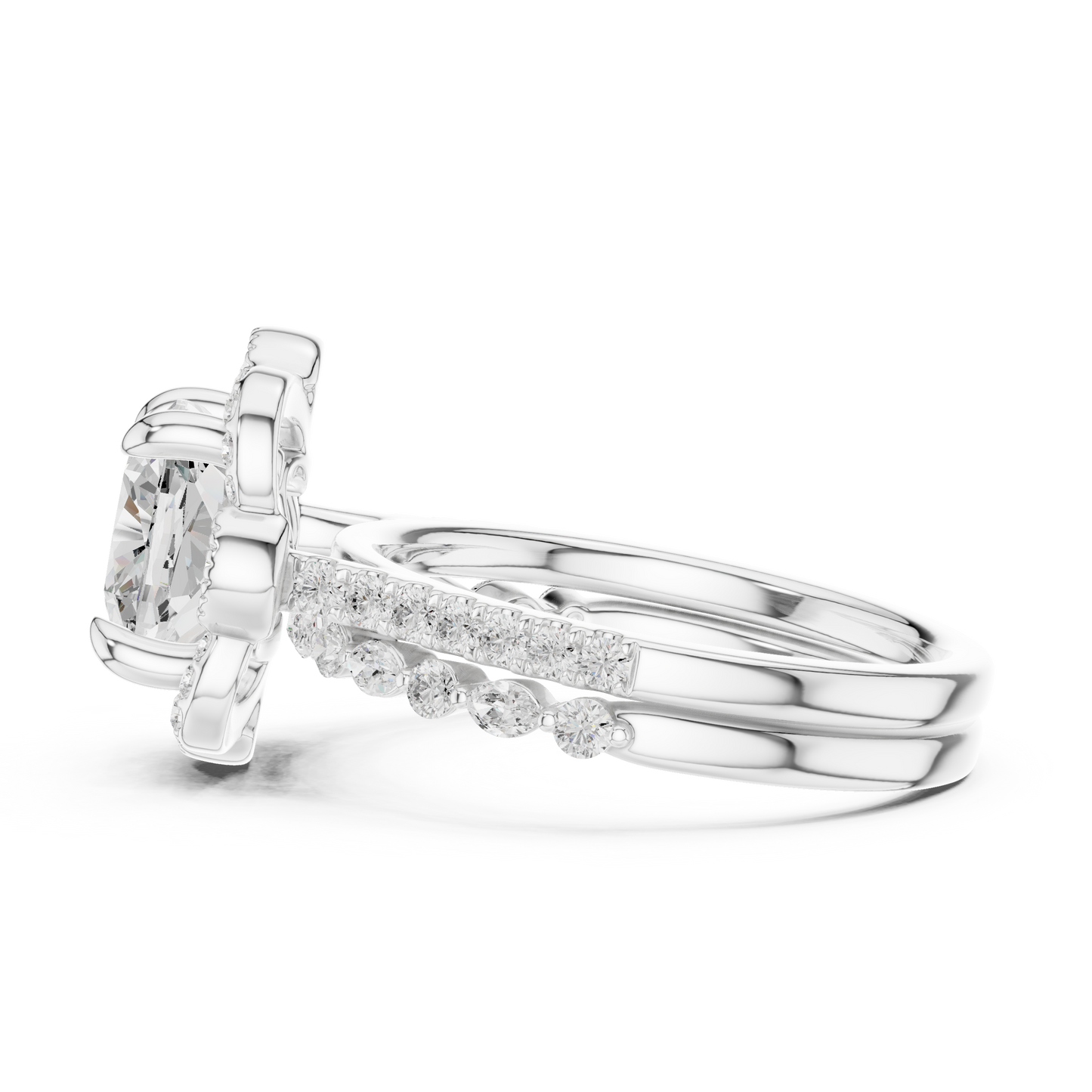 Cushion, Marquise & Round Cut Lab Grown Diamond Elegance 14k Solid White Gold 3.60 Ct Diamond Ring for Women