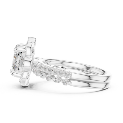 Cushion, Marquise & Round Cut Lab Grown Diamond Elegance 14k Solid White Gold 3.60 Ct Diamond Ring for Women