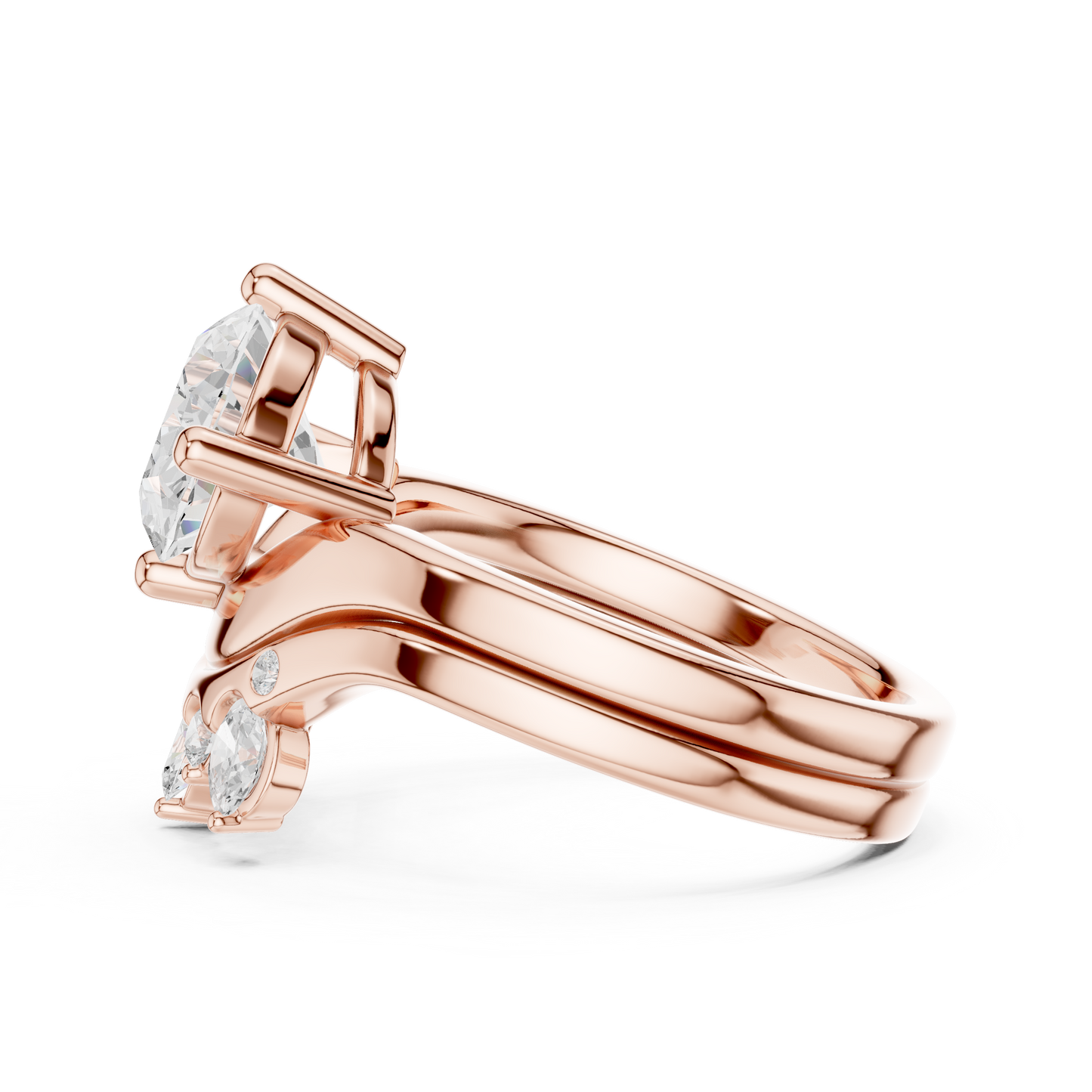 2.97 Ct 14k Solid Gold Oval & Round Shape Diamond With Side Stone Vintage Classic Occasionally Wear Diamond Ring for Girl