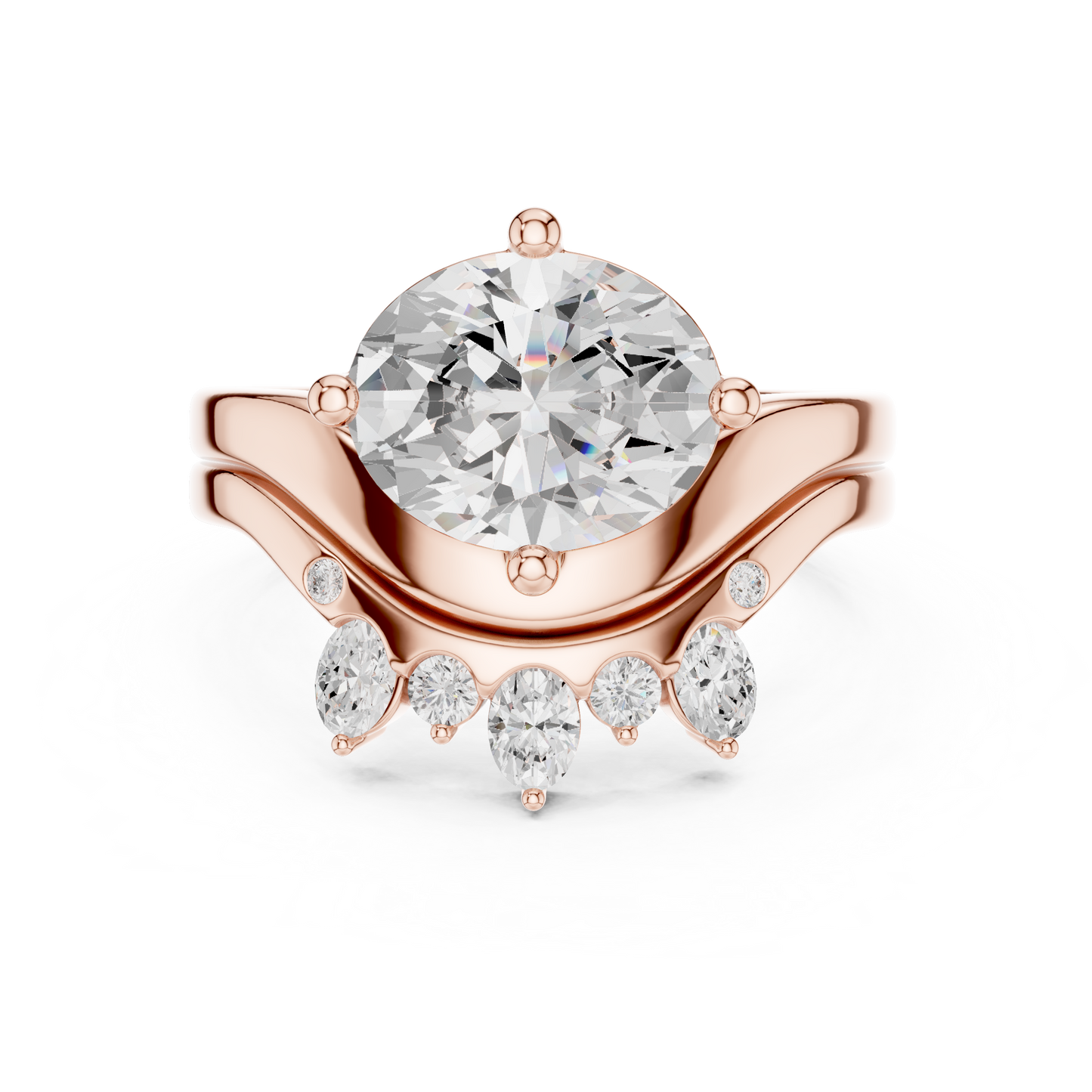 2.97 Ct 14k Solid Gold Oval & Round Shape Diamond With Side Stone Vintage Classic Occasionally Wear Diamond Ring for Girl