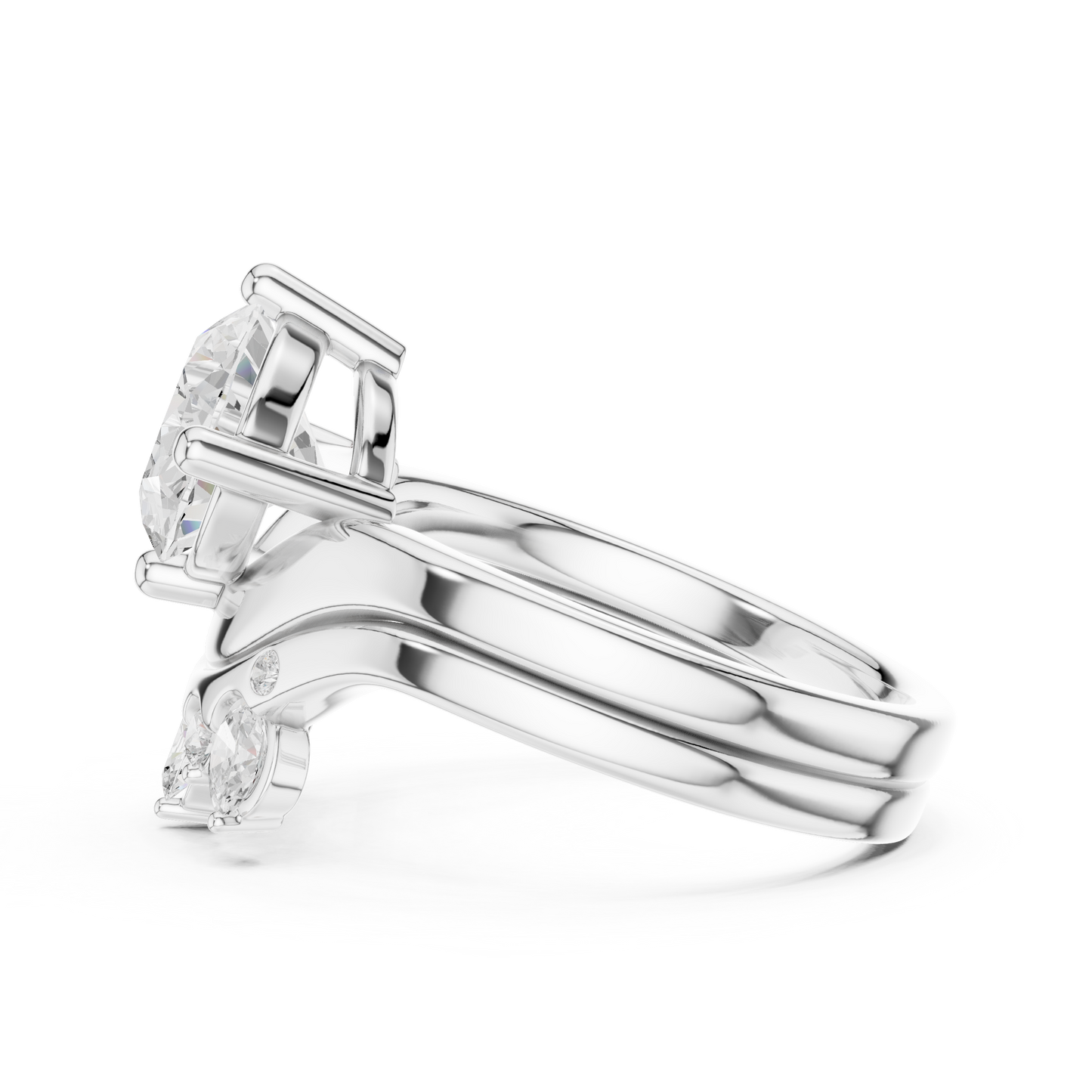 2.97 Ct 14k Solid Gold Oval & Round Shape Diamond With Side Stone Vintage Classic Occasionally Wear Diamond Ring for Girl