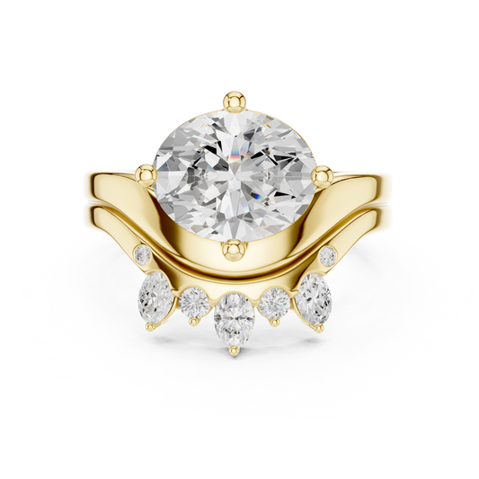 2.97 Ct 14k Solid Gold Oval & Round Shape Diamond With Side Stone Vintage Classic Occasionally Wear Diamond Ring for Girl