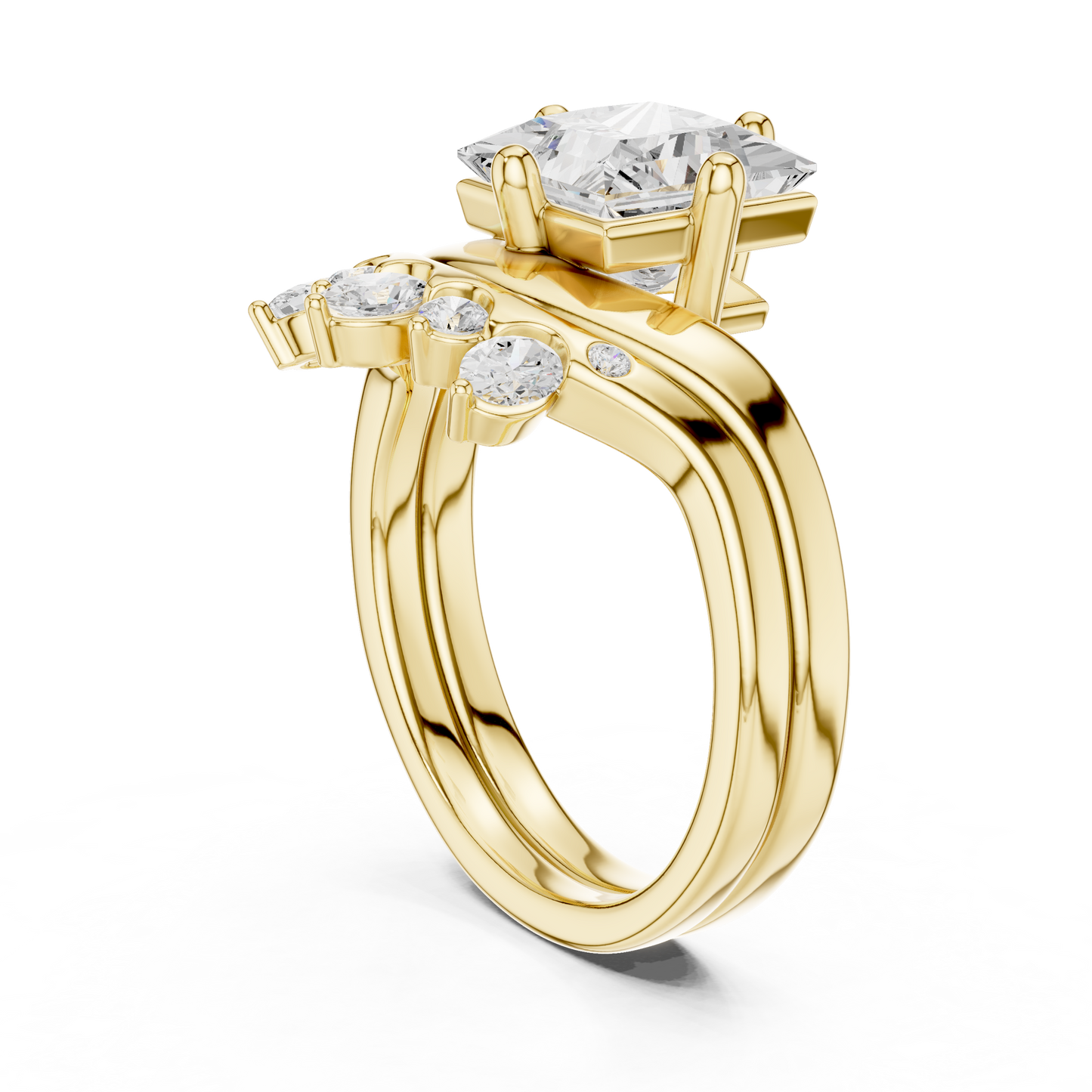 8 Stone Princess, Oval & Round Diamond Unique Style Vintage Stunning New Diamond Ring For Bridal