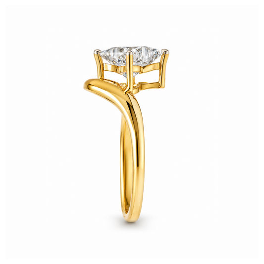 David Star Cut Lab Grown Diamond Solitaire Yellow Solid Gold Ring - HIGHCARAT DIAMONDS