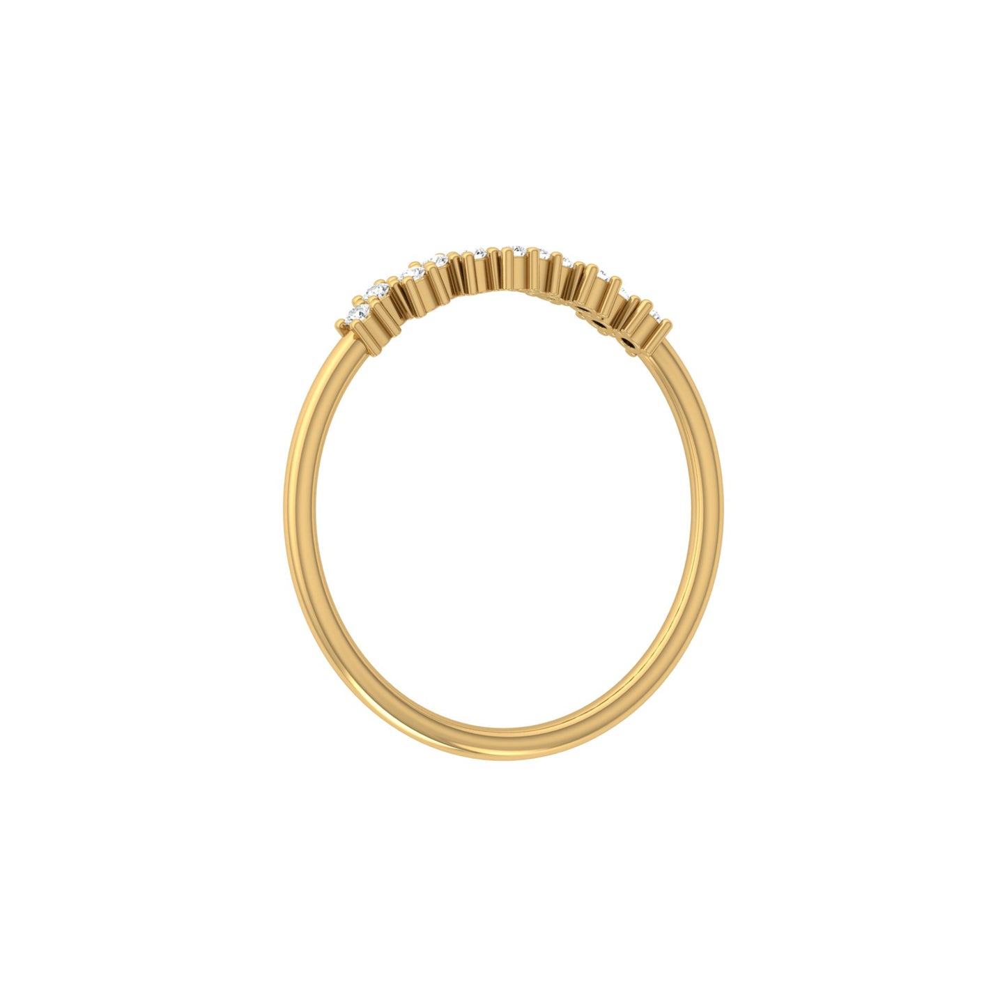 Delicate Round Diamond Band Ring for Women in 14K Solid Gold Lab Grown or Natural Diamonds - HIGHCARAT DIAMONDS