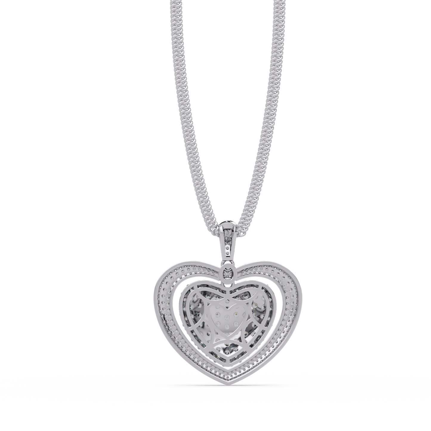 Double Halo Round Lab Grown Diamond Heart Pendant - HIGHCARAT DIAMONDS