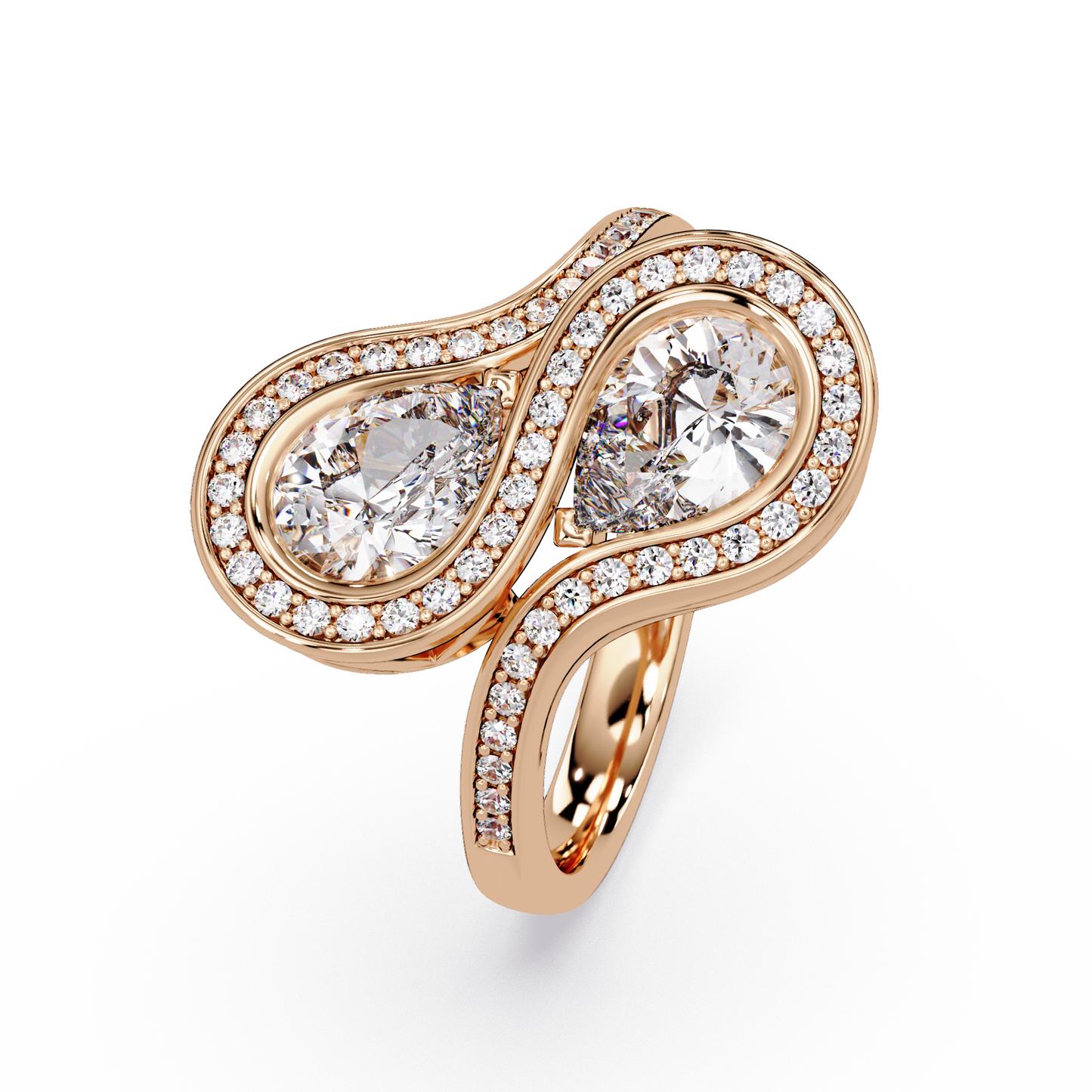 Double Pear Shape Lab Grown Diamond Infinity Halo Ring - HIGHCARAT DIAMONDS