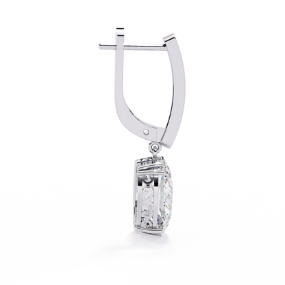 1.62Ct Oval Cut Lab Grown Diamond Delicate Fish Lock Bali Dainty 14k Solid White Gold Hoop Earring For Her