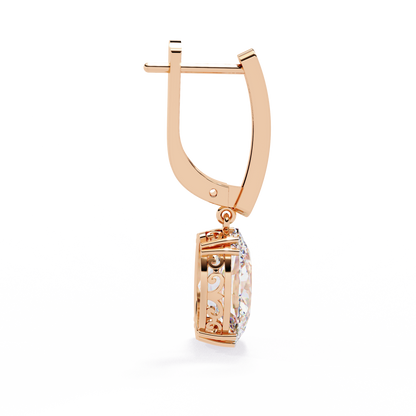 1.62Ct Oval Cut Lab Grown Diamond Delicate Fish Lock Bali Dainty 14k Solid White Gold Hoop Earring For Her