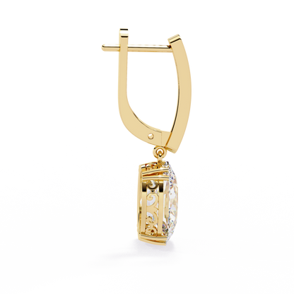 1.62Ct Oval Cut Lab Grown Diamond Delicate Fish Lock Bali Dainty 14k Solid White Gold Hoop Earring For Her