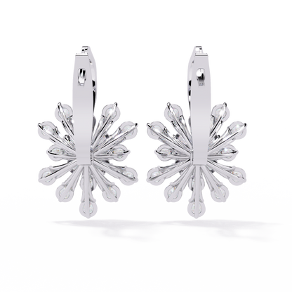 Round Cut Diamond Unique Flower Shape Stunning Prong Set Sparkling Dainty Hoop Earring Gift For Her