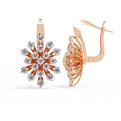 Round Cut Diamond Unique Flower Shape Stunning Prong Set Sparkling Dainty Hoop Earring Gift For Her