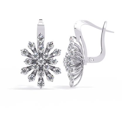 Round Cut Diamond Unique Flower Shape Stunning Prong Set Sparkling Dainty Hoop Earring Gift For Her