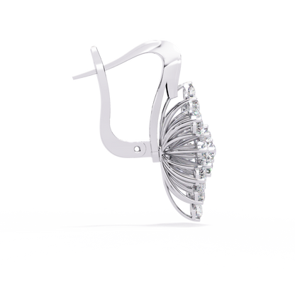 Round Cut Diamond Unique Flower Shape Stunning Prong Set Sparkling Dainty Hoop Earring Gift For Her