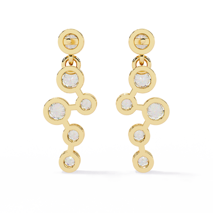 Bezel Set Round Cut Lab Grown Diamond Art Deco Push Back Wedding Drop Earring For Special Occasion