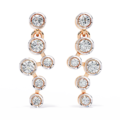 Bezel Set Round Cut Lab Grown Diamond Art Deco Push Back Wedding Drop Earring For Special Occasion